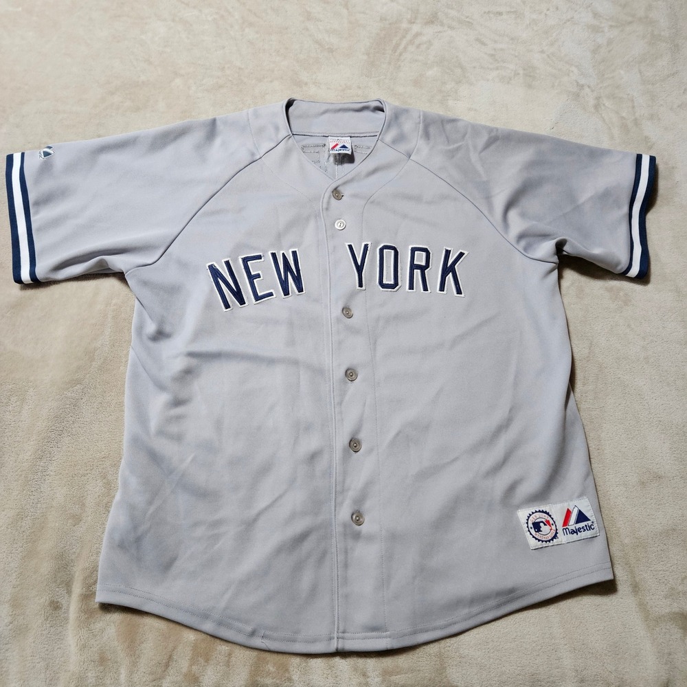Majestic Derek Jeter New York Yankees Away Jersey Gray Mens‎ XL MLB Baseball 2